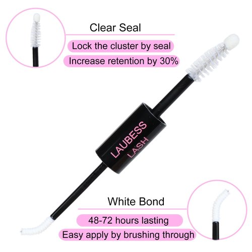 LAUBESS Lash Bond and Seal Lash Glue Waterproof Long Lasting Eyelash Bond and Seal 10ml DIY Lash Extension Kit Eyelash Glue Lash Clusters Kit Lash Extension Glue 5ml+5ml