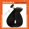 Full Shine Black Hair Extensions 16inch U Tip Hair Extensions Natural Black Keratin Hair Extensions Real Human Hair 1B Remy Hair Extensions Fusion Tip Hair Extensions 50g/Package for Party