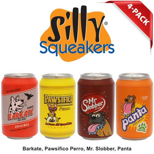 SILLY SQUEAKERS –Soda Can - Dog Toy - 100% Vinyl. Made Durable & Strong. Novelty Play Toy &Floats (Beer & Soda Combo Pack Option #2)