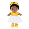 OUOZZZ Soft Black Baby Dolls for Girls - First African American Baby Dolls Multicultural Plush Rag Doll Sleeping Cuddle Buddy Doll Yellow Bow-tie Toy for Kids 12"