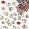 KACHIMOO 24pcs Luxury Nail Charms Laser Design Heart Nail Charm Alloy Gold Nail Art Rhinestones Nail Gems Shiny Nail Art Supplies for Women DIY