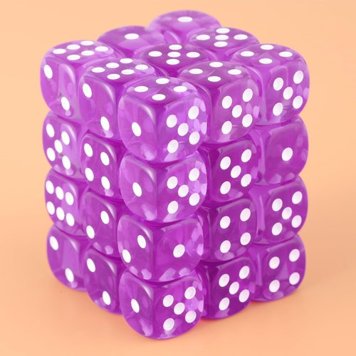 36 Pieces 12mm 6 Sided Mini Dice Set,Translucent Colors D6 Game Dice Set,6 Sided Standard Game Dice for Board Games Dice Games Classroom Teaching Dices Game, with Portable Gaming Box(Purple)
