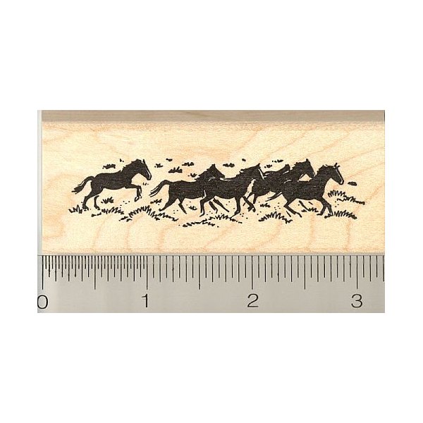 Herd of Running Horses Rubber Stamp