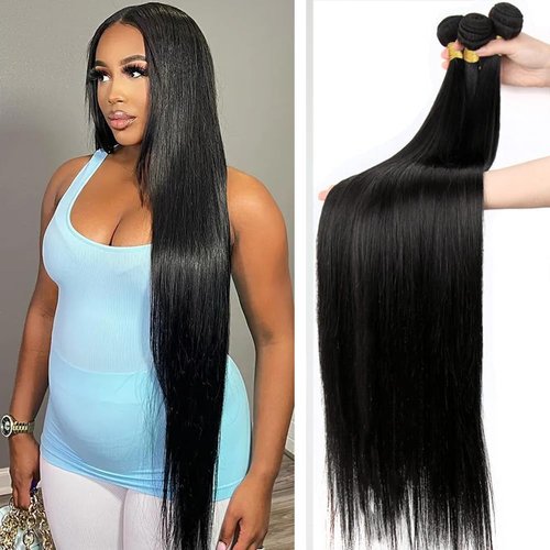 Straight 4 Bundles Human Hair 24 26 28 30 Inch 10A Brazilian Straight Human Hair Bundles Unprocessed Raw Virgin Human Hair Weave Bundles Natural Black Hair Extensions