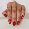 Press on Nails Almond - SHANGMENG Cat Eye Press on Nails Short with Nail Glue, Fit Perfectly Fake Nails for Women Gift, Opaque Stick On Nails in 16 Sizes - 32 Reusable Nails Kit, Wine Red