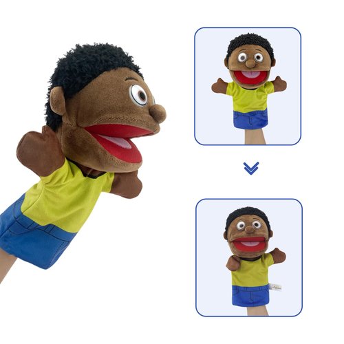 Family Hand Puppets, Puppets for Adults Puppets for Kids Role Paly Family Members 11.8 INCH, Multicultural Finger Puppet with Movable Mouth Soft Plush Puppets for Storytelling Teaching (African Style)