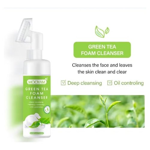 Exfoliating Foaming Face Wash With Vitamin C and Salicylic Acid | For Deep Cleansing | Herbal, Cruelty-Free & Organic | For All Types Of Skin | Skin Repair Cleanser (Green Tea)