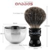 Anbbas Shaving Set, 4in1 Pure Black Badger Shaving Brush with Long Resin Handle and Acrylic Thicken Shaving Stand,Soap Bowl Stainless Steel and Goat Milk Shaving Soap 100g Men Gift Kit