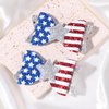 Vsdski 2pcs 4th of July Bow Hair Clips Independence Day Hair Accessories for Girls USA Flag Hair Bow Barrettes Glitter Silver Star Hair Bows Clips Alligator Clip Patriotic Holiday Party Outfit Decor