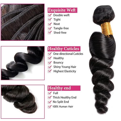 10A Loose Wave Bundles Brazilian Loose Wave Human Hair 3 Bundles 26 28 30Inch Natural Loose Curly Human Hair 100% Unprocessed Virgin Human Hair Bundles Loose Wave Human Hair Extensions for Black Women