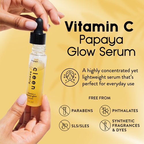 Cleen Beauty Glow Essentials Skincare Set | Acai Face Scrub + Vitamin C Papaya Glow Serum | Exfoliating Face Wash with Brazil Nut Oil & Avocado Oil | Brighten and Moisturize | Vegan Skin Care