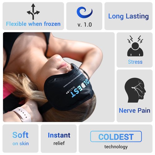COLDEST Eye Mask Cooling Gel Reusable Cold for Puffy Eyes, with Soft Plush Backing for Dark Circles, Migraine, Stress Relief