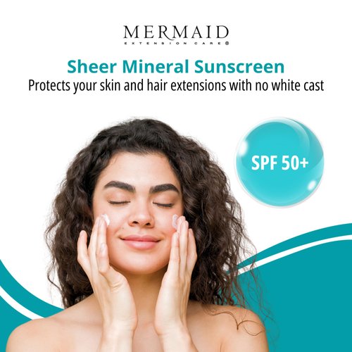 Mermaid Sheer Mineral Sunscreen SPF 50 | Hair Extension Safe Protect Color & Install from Discoloration | Broad Spectrum Protection | Water Sweat Resistant | Reef Safe, Non-Greasy for All Skin Types