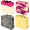 Relaxcation 4 Natural Cold Process Soap Bars - Shea Butter Lavender, Kaolin Clay Rose, Olive and Charcoal Soap Bar