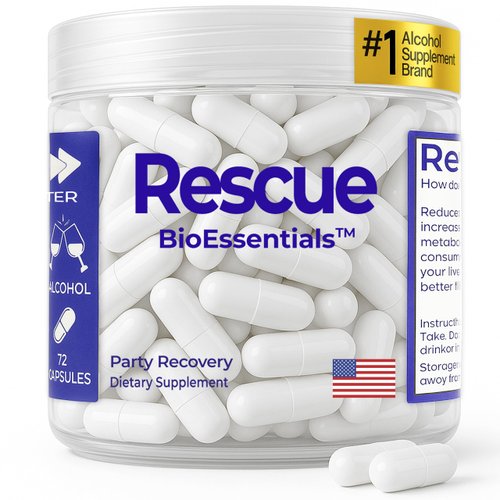 Rescue® – Advanced Liver & Daily Recovery Support – DHM, Milk Thistle & L-Cysteine Formula – Vegan Capsules for Energy, Metabolism – Wake Up Refreshed After Social Events - 36 Capsules