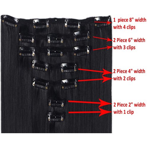 LELINTA 7Pcs 16 Clips 24 Inch Wavy Curly Full Head Clip in on Double Weft Hair Extensions Dark Brown To Ginger Brown