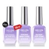 Gellen Builder Nail Gel with Gel Top Coat Base Coat - 3Pcs 18ml Top Coat Gel Nail Polish Set, Soak Off Hard Builder Gel in A Bottle for Nail Extension Strengthen Manicure Salon at Home