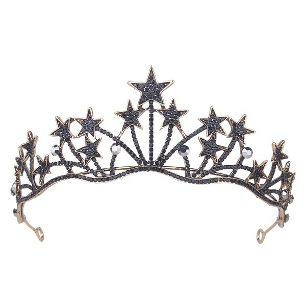Star Headband Crown, Vofler Black Tiara Headband Headpiece Crystal Rhinestone Hair Jewelry for Women Ladies Girls Bride Princess Birthday Wedding Pageant Prom Homecoming Halloween Costume Party