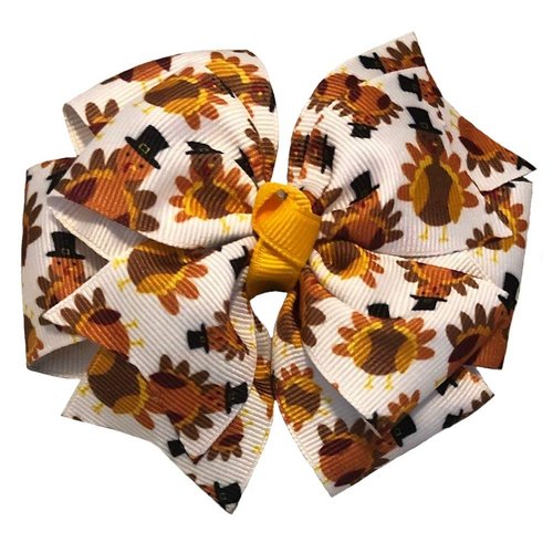 Turkey Pilgrim Pinwheel Hair Bow
