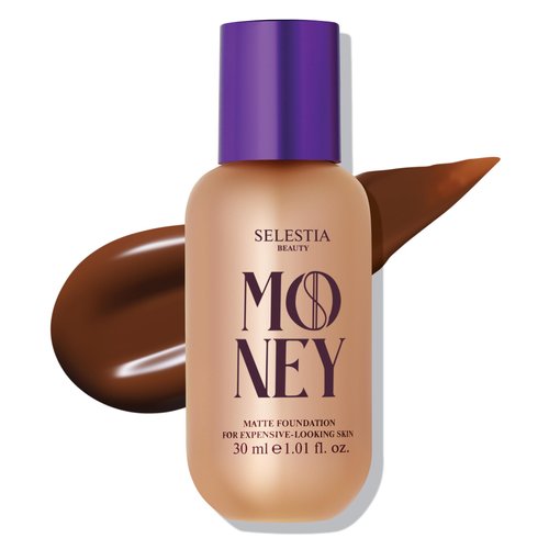 SELESTIA BEAUTY Matte Foundation Money - Long-Lasting Makeup Foundation with Flawless & Buildable Coverage - Liquid Foundation for All Skin Types (Mocha)