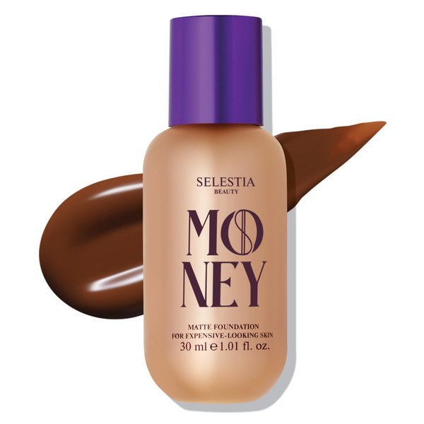SELESTIA BEAUTY Matte Foundation Money - Long-Lasting Makeup Foundation with Flawless & Buildable Coverage - Liquid Foundation for All Skin Types (Mocha)