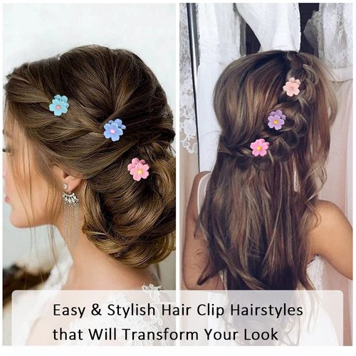Ahoney 10Pcs Small Hair Claw Clips Cute 0.77" Mini Flower Daisy Hair Clips for Hair Decorations for Women Girls Mini Jaw Clips Strong Hold Hair Barrettes Girls Hair Accessories (Colorful)