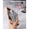 FERYES Travel Makeup Brush Holder, Magnetic Anti-fall Out Silicon Portable Cosmetic Face Brushes Holder, Soft and Sleek Makeup Tools Organizer for Travel-Khaki