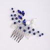 YERTTER Wedding Crystal Leaf Bridal Hair Comb Clip Pearl Wedding Hair Accessories for Bride Bridesmaid Flower Girls (Blue)