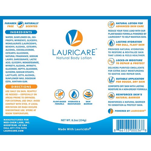 Lauricare Natural Body Lotion Made With Lauricidin for Dry Skin