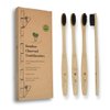 ME MOTHER EARTH Bamboo Charcoal Toothbrush Pack, Medium Soft Bristle Brush, Charcoal Infused Bristles, Biodegradable & Eco Friendly, Sustainable Bamboo (Pack of 4)