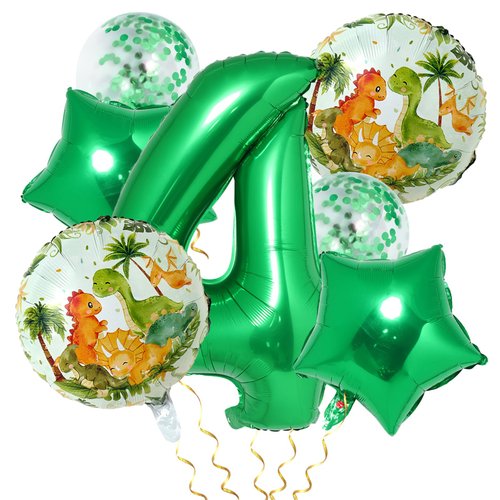 Dinosaur 4th Birthday Balloon Decorations for Boy-Green Number 4 Balloon for Kids Birthday Decorations,Dino Ranch Dinosaur Jurassic World Birthday Party Favors For Boy,Kids,4th Birthday Party Supplies