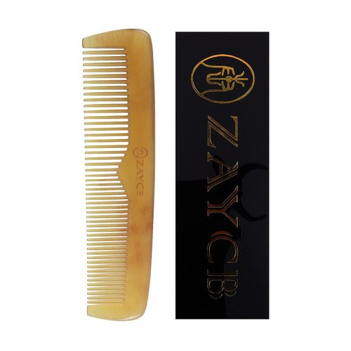 ZAYCB Buffalo Horn Fine Tooth Comb - Anti-Static Hair Comb - Hair Styling Detangling Comb for Men, Women and Kids - For All Hair Types(Yellow Classic Fine Tooth Comb)