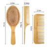 Bamboo Paddle Hair Brush, 3PCS Bamboo Hair Brush Set, Natural Bamboo Comb Paddle Detangling Hairbrush, Wooden Comb for Women Men, and Kids Massage Scalp Thick/Thin/Curly/Dry Hair