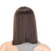 SWACC 12 Inch Short Length Straight Middle Part Hair Wig Synthetic Heat Resistant Wigs for Women with Wig Cap (Dark Brown-4#)