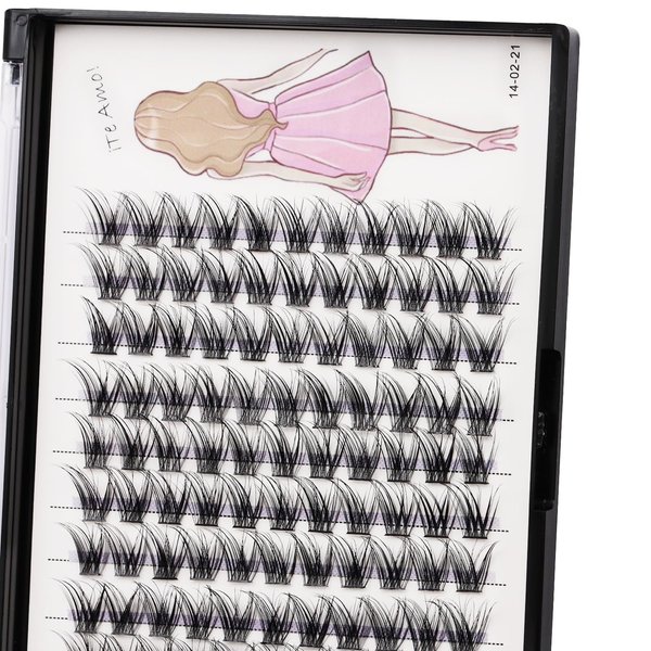 Bodermincer C Curl 0.07 Wide Cluster DIY Eyelash Extension 3D Individual Lashes Natural Look Cluster Lashes Easy Apply Volume Lash Extensions (14mm)