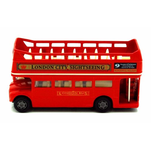 London Double Decker Bus Open Top, Red - Motormax 76008 - 4.75" Diecast Model Toy Car