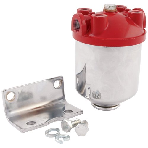Allstar Performance ALL40250 3/8" NPT Inlet/Outlet Chrome Finish Canister Type Fuel Filter