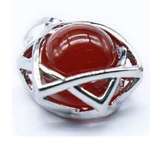 ROSEWARD Real Carnelian Crystal Necklace for Women Raw Gemstone Chakra Healing Stones Genuine Moldavite Crystal Pendant Energy Spiritual Jewelry, USA (Polished Round Bead with Metal Holder)