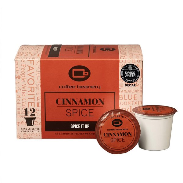 Cinnamon Spice Decaf Coffee Pods by Coffee Beanery | 12ct Flavored Decaf Coffee Pods Medium Roast Coffee Pods| 100% Specialty Arabica Coffee| Gourmet Coffee Pods