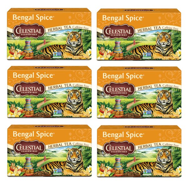 Celestial Seasonings Bengal Spice Herbal Tea, Caffeine Free, 20 Tea Bags Box, (Pack of 6)