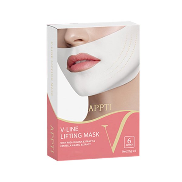 APPTI V Shape Face Mask, Firming Facial Mask Double V Line Lifting Mask for Women Men White 6 Pieces