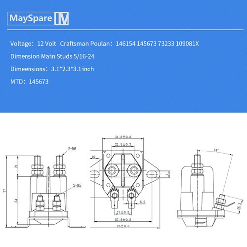 MaySpare 4 Pole Starter Solenoid Relay Switch 145673 Compatible with Briggs Stratton 192507 532192507 Engine MTD Sears and Craftsman LT1000,Poulan Husqvarna Replaces 28-4210,110167,47-1910,532146154