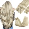 GOO GOO Clip in Hair Extensions Real Human Hair, Remy Human Hair Extensions Clip ins for Women, Natural Human Hair, 22inch 150g 9Pcs, 17A/60A Ash Blonde Highlighted Platinum Blonde