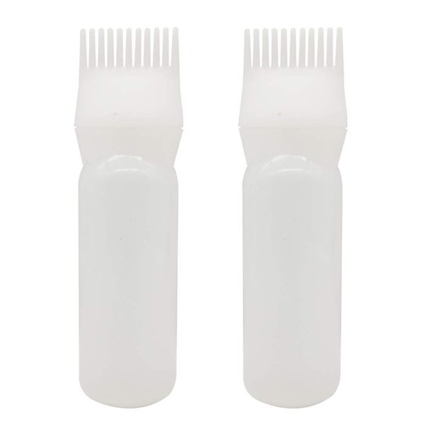 2 Pieces Root Comb Applicator Bottle 120ml Plastic Hair Coloring Dye Bottle Scalp Treament Essential Salon Hair Cleansing Bottle With Graduated Scale, White