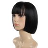 SYXLCYGG Bob Wig Black Short Wigs Flame Retardant 10" Straight Womens Synthetic Hair Wig With Bangs Girl Cosplay Party White Women Daily(Free Wig Cap)