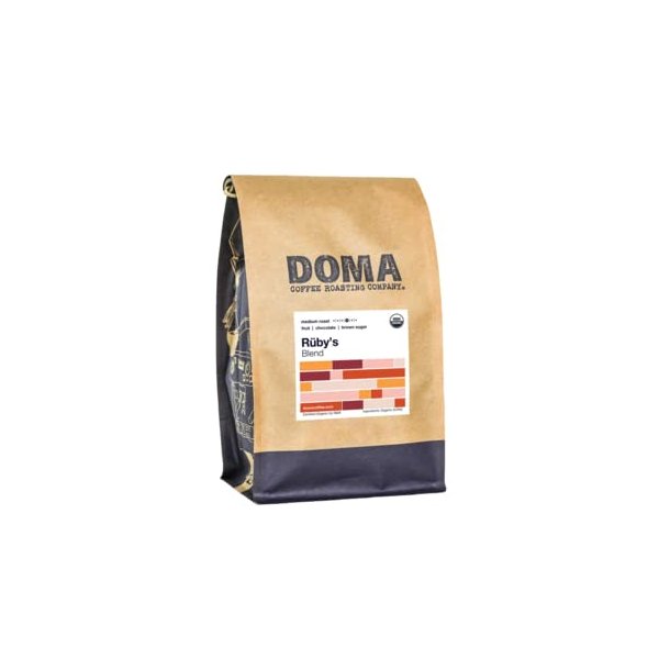Doma Coffee "Ruby's Organic Espresso" Medium Roasted Fair Trade Organic Whole Bean Coffee - 2 Pound Bag