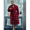 Mens Fleece Plaid Robe - Soft, Warm, Long Bathrobe with Shawl Collar and Pockets