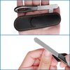 Metal Nail File, Stainless Steel Fingernail Files Double Sided Grit Nail Filer with Leather Cases and Non Slip Handle (2 Pack 3.6IN Gunmetal Files with PU Cases)