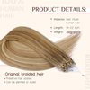 KiiKiiGirl Virgin Microlink Hair Extensions - Human Hair,20inch Micro link Hair Extensions Human Hair Micro Beads Hair Extensions Human Hair Chocolate Brown to Caramel Blonde 30G/Pack