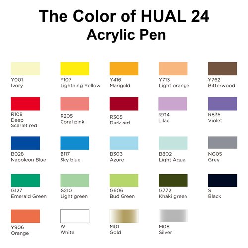 HUAL 24 Colors Acrylic Paint Pens for Rock Painting, Stone, Ceramics, Glass, Wood, Canvas, Fabric, Metal, Scrapbook Supplies, Easter's Gift DIY, Art Supplie, Waterborne Markers Pen Set